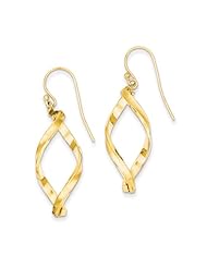 Polished and Satin Twisted Dangle Earrings in 14 Karat Yellow Gold