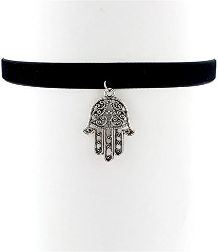 Goshine Lady Girls Velvet Choker Necklace Retro Handmade Pendant -Hand