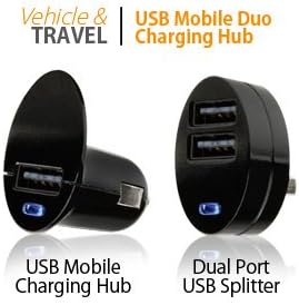 Qmadix USB Mobile Duo Charging Hub - USB Mobile Charging Hub, Dual Port USB Splitter, and 1.0 AMP Power-Car Charger - Retail Packaging - Black