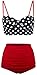 Angerella Polka High Waisted Cute Bikini Swimwear Bathing Suit(BKI031-R1-3XL), Red-Two, US12-14=Tag Size 3XL