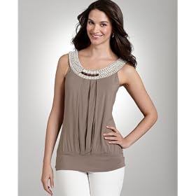 Buy Alfani Top, Sleeveless Embellished Neckline Pleated Knit by Alfani