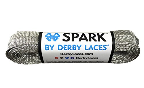 Silver 72 Inch SPARK Skate Lace - Derby Laces for Roller Derby, Hockey and Ice Skates, and Boots