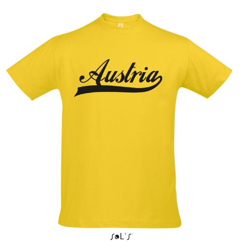 T-Shirt – Austria Oldschool Österreich LÄNDERSHIRT EM / WM FAN Trikot S-XXL , Gold – schwarz , XXL