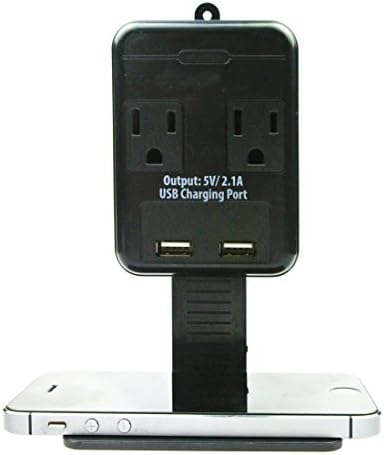 Rebelite Dual Power Outlet w/ 2 USB Ports &amp; Phone Holder for iPhone, iPad, iPod, Samsung Galaxy, Android Phones, &amp; Other Phones, Tablets, mp3 Players &amp; Any Other Electronic Device (Basic Black)