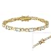 18k Gold over Sterling Silve Blue Topaz and CZ X & O Tennis Bracelet