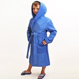Royal Resort Collection: Luxury Hooded Robe - Terry Loop Kids Bathrobe, 100% Turkish Cotton, Color: Sapphire Blue, Size: (3-6 yo), UNISEX