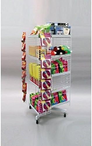 New Retail White 20 Adjustable Shelves Power Wing Spinner Display Rack