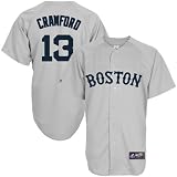 MLB Youth Boston Red Sox Carl Crawford Road Gray Short Sleeve 6 Button Synthetic Replica Baseball Jersey Fall 2011  (Road Gray, Small)