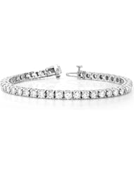 14k White Gold Round Diamond Tennis Bracelet (6 cttw)