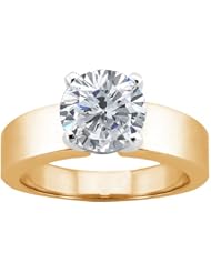 1.00 Ct Round H/I I1 Diamond 18K Yellow Gold Ring