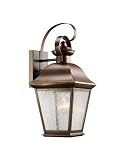 Kichler Lighting 9708OZ Mount Vernon 1-Light Outdoor Wall Mount Lantern, Olde Bronze with Etched Seedy Glass