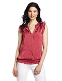 AK Anne Klein Women's Ruffle Blouse With Banded Bottom
