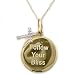 10k Yellow Gold Diamond "Follow Your Bliss" Cross Pendant