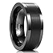 King Will 8mm Black Tungsten Carbide Ring Brushed Center Polished Edge Mens Engagement Wedding Band