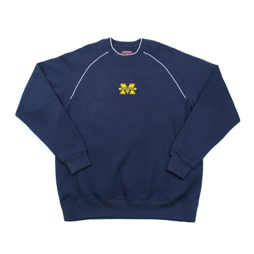 Antigua University of Michigan Inspired Fleece Long Sleeve Crewneck Pullover