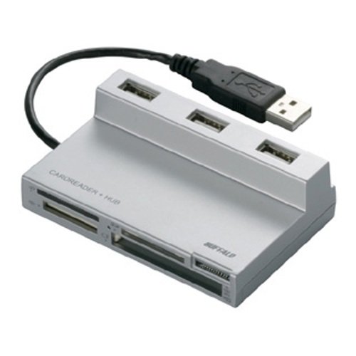 バッファローコクヨサプライ BUFFALO カードリーダー/ライター 48+4メディア対応 USBハブ付 シルバー BSCRA48HU2SV