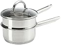 Gourmet Standard 3 piece, 2 Quart Stainless Steel Double Steamer Set with Glass Lid - ST11006G