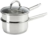 Gourmet Standard 3 piece, 2 Quart Stainless Steel Double Steamer Set with Glass Lid - ST11006G