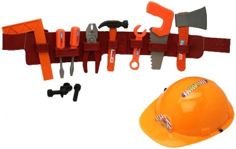 OKK TRADING INC Play Tool Belt With Tools And Construction Helmet