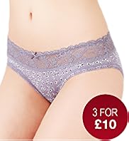 Cotton Rich Floral Lace Bikini Knickers