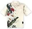 Iolani Ku'uipo Mens Shirt - Cream Tropical Hawaiian Aloha Shirt