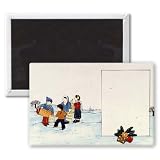 Carol Singers and an Accordion Player by.. - 3x2 inch Fridge Magnet - large magnetic button - Magnet