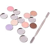 Empty Round Metal Iron Tin Pans Fit Mac Magnetic Makeup Palette plus Stainless Steel Cosmetic Makeup Palette Spatula Tool