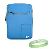 Light Blue Amazon Kindle DX 3 Pocket Vertical Carrying Sleeve + Vangoddy tm, Live*Laugh*Love wrist band!!!(Kindle DX Not Included)