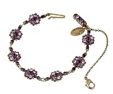 Michal Negrin Bracelet with Flowers, Purple and Violet Swarovski Crystals; Hand-made in Israel
