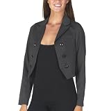 Mossimo Black: Long-Sleeve Cropped Jacket-Charcoal Gray