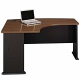 Sienna Walnut and Bronze Left LBow Front Desk Shell Sienna Walnut Top/Bronze Base
