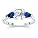 1.00 CT ASSCHER DIAMOND W PEAR BLUE SAPPHIRE RING 18K
