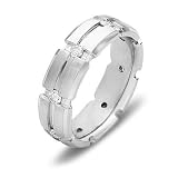 14k White Gold Men's Diamond Wedding Band, 7mm