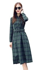 Plaid Print Long Sleeves Spring  Shirt  Dress
