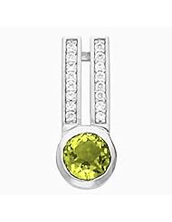 14K White Gold Round Cut Peridot and Diamond Pendant -- LIFETIME WARRANTY