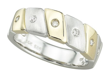 14K Two-Tone Gold Diamond Woman's Wedding/Anniversary Band - 0.08 Ct.