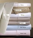 Swiss Dot 300 Tc 100% Egyptian Cotton Bed Sheet Set. (White) Queen