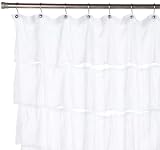 Carnation Home Fashions Carmen Crushed Voile Fabric Shower Curtain, White