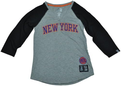 New York Knicks Unk NBA Half Sleeve Tee Button Vneck Shirt Women Ladies Medium