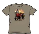 Tractor In Front Of Barn  Adult Safari Green SS TShirt For Men Size Large