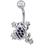Belly Navel Rings Purple Crystal Tree Frog February Jewelry