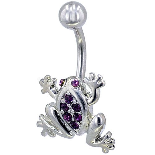 Purple Crystal Tree Frog Belly Button Navel Rings