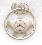 Metal Steering Wheel Shape Keyhain with 3D Mercedes-Benz LOGO