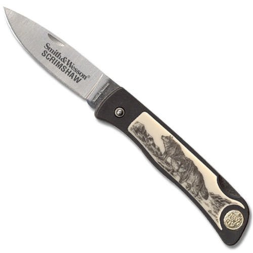 Smith & Wesson Wolf Pack Scrimshaw Folding Knife