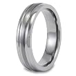 Domed Grooved Brushed and Polished Titanium Ring (6mm) - Sizes 5 - 13