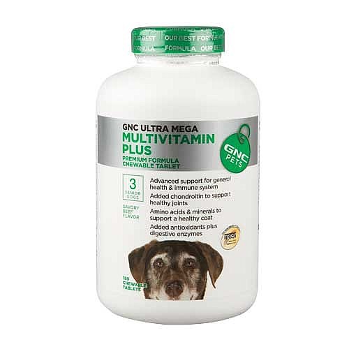 GNC Pets Ultra Mega Multivitamin Plus for Senior Dogs - Beef Flavor 180 chewable tablets