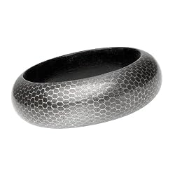Snake Print Metallic Gray Wood Bangle Bracelet