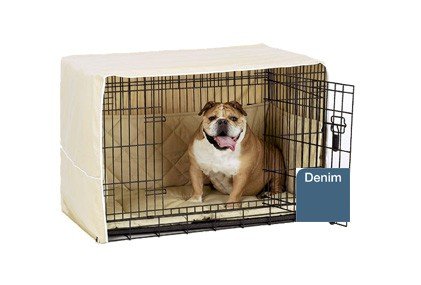 Pet Dreams 38501 Small Side Door Cratewear 3pc Set - Crate Cover, Mat, Bumper - Denim
