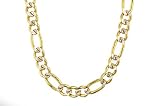 14k Gold and Sterling Silver 7.5mm Figaro Chain Bracelet by Oro Magnifico, 8.5