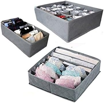 VIPMALL Save Space Drawer Dividers Closet Organizers Bra Underwear Storage Boxes (Grey)
